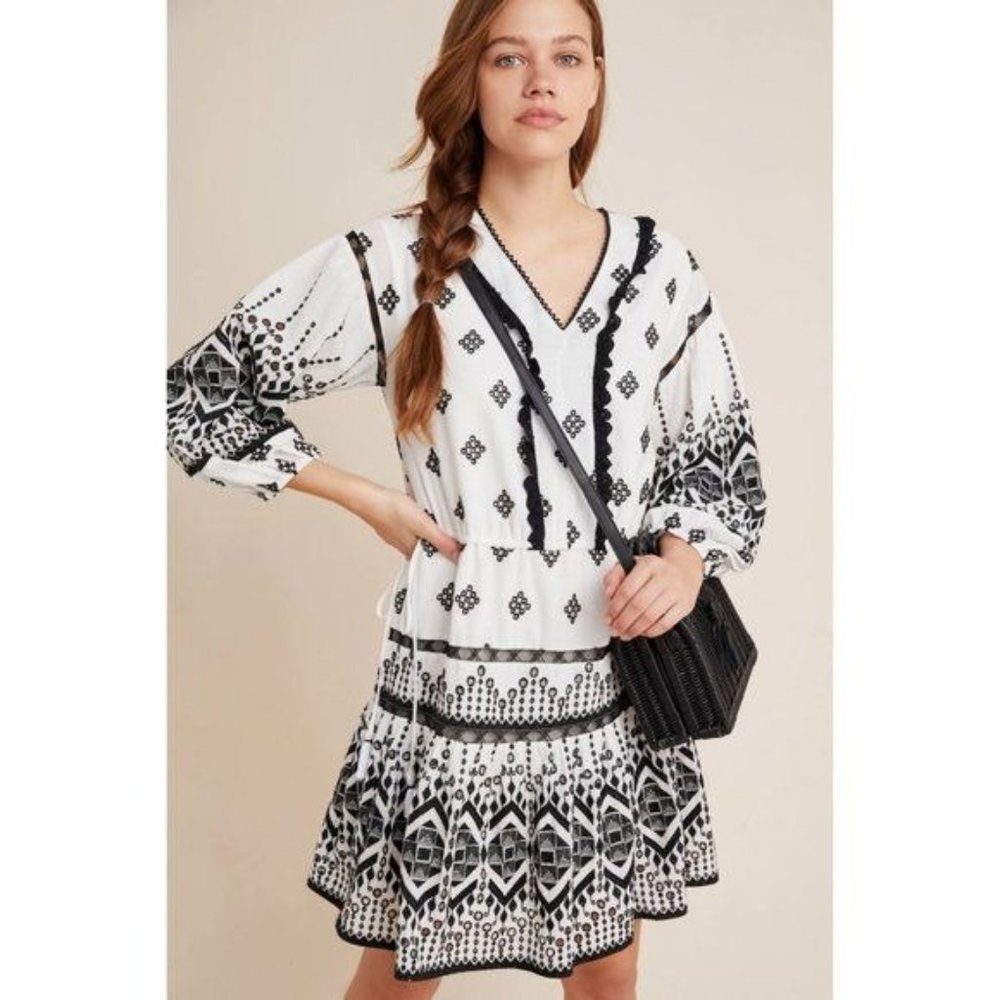 Anthropologie Francine Eyelet Mini Dress